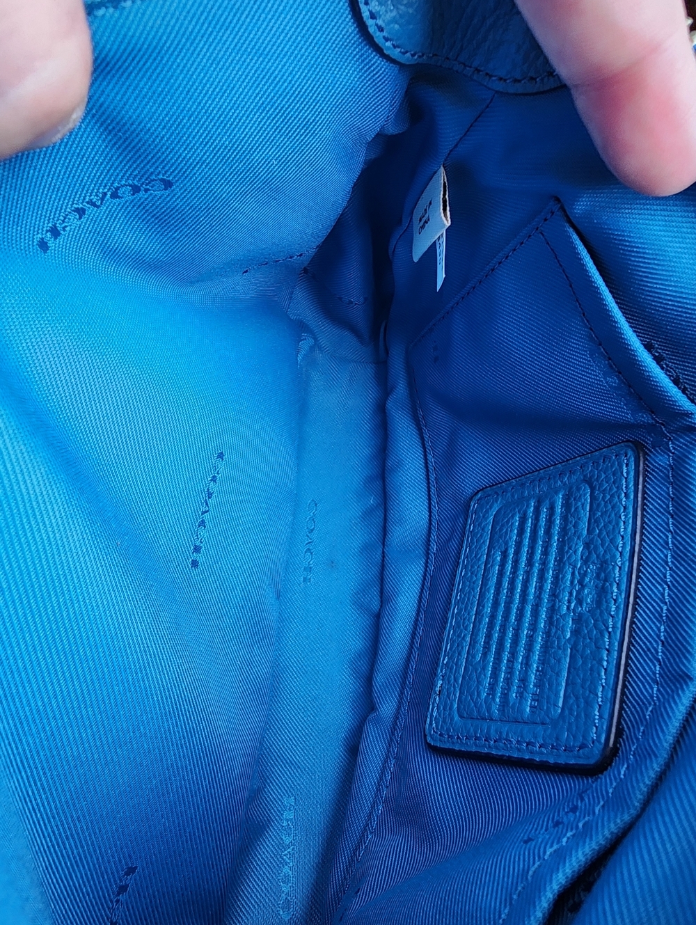 Coach Rhyder Faux Shearling & Leather Pouchette, Blue, Like New, 2015 - Picture 6 of 9